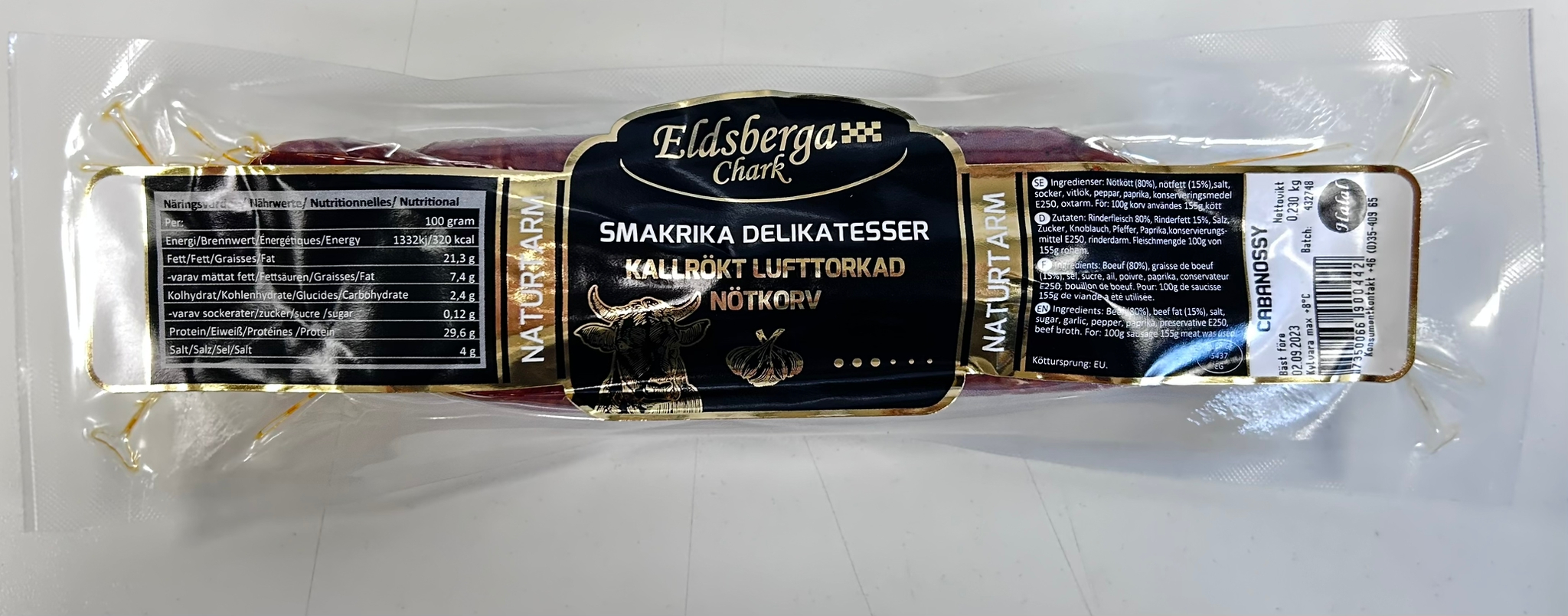 Sudzukice Cabanossy saucisse de boeuf à l'ail Eldsberga 230g 